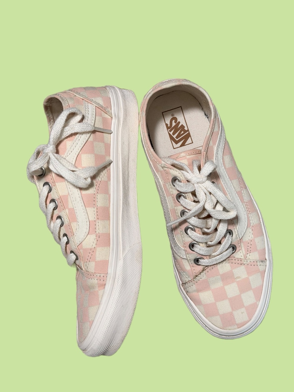 Vans Pink and White Checkered Low-Top Sneakers